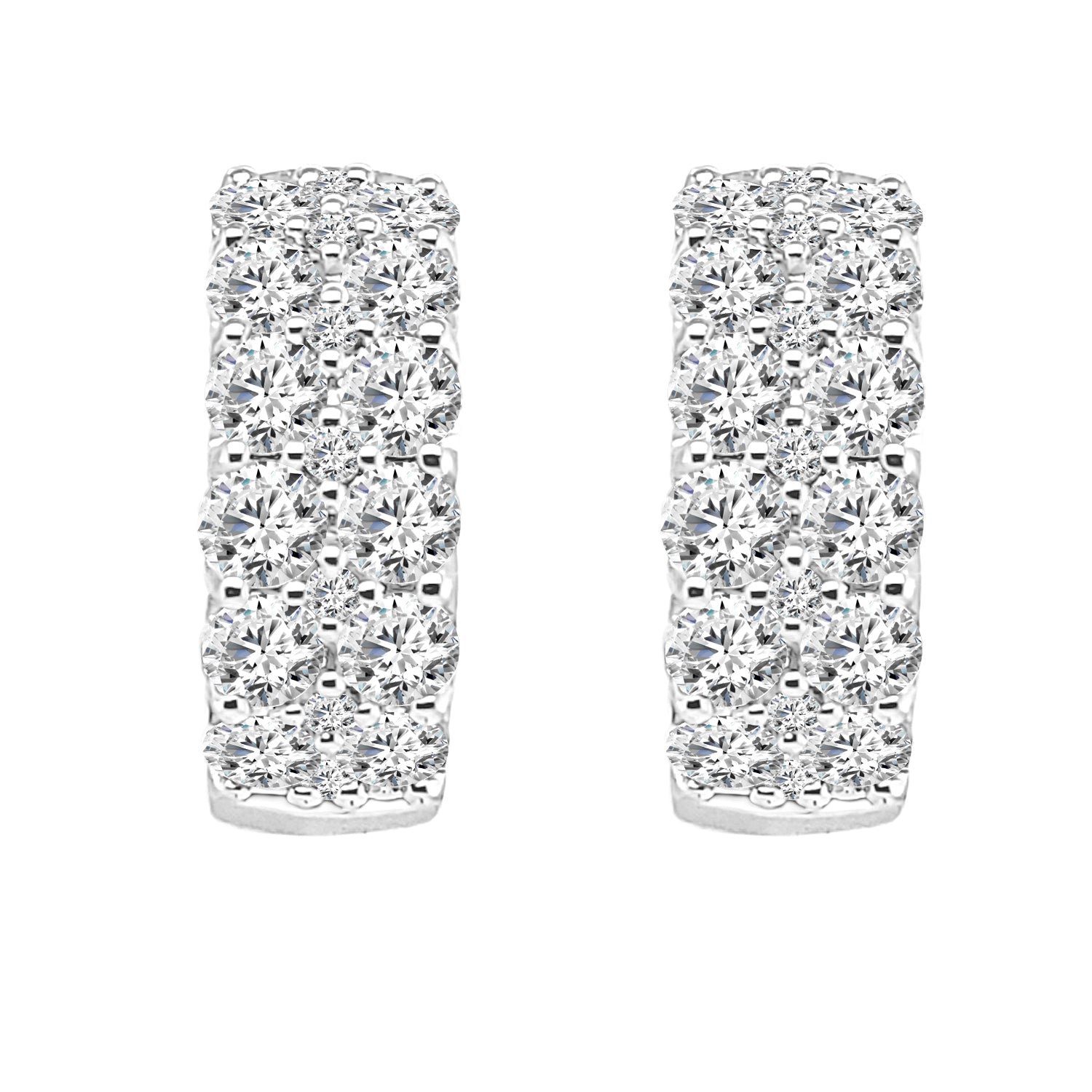 Petite Double Row 14K Yellow Gold Earrings with Natural Diamond Accent (2.00 CTW)