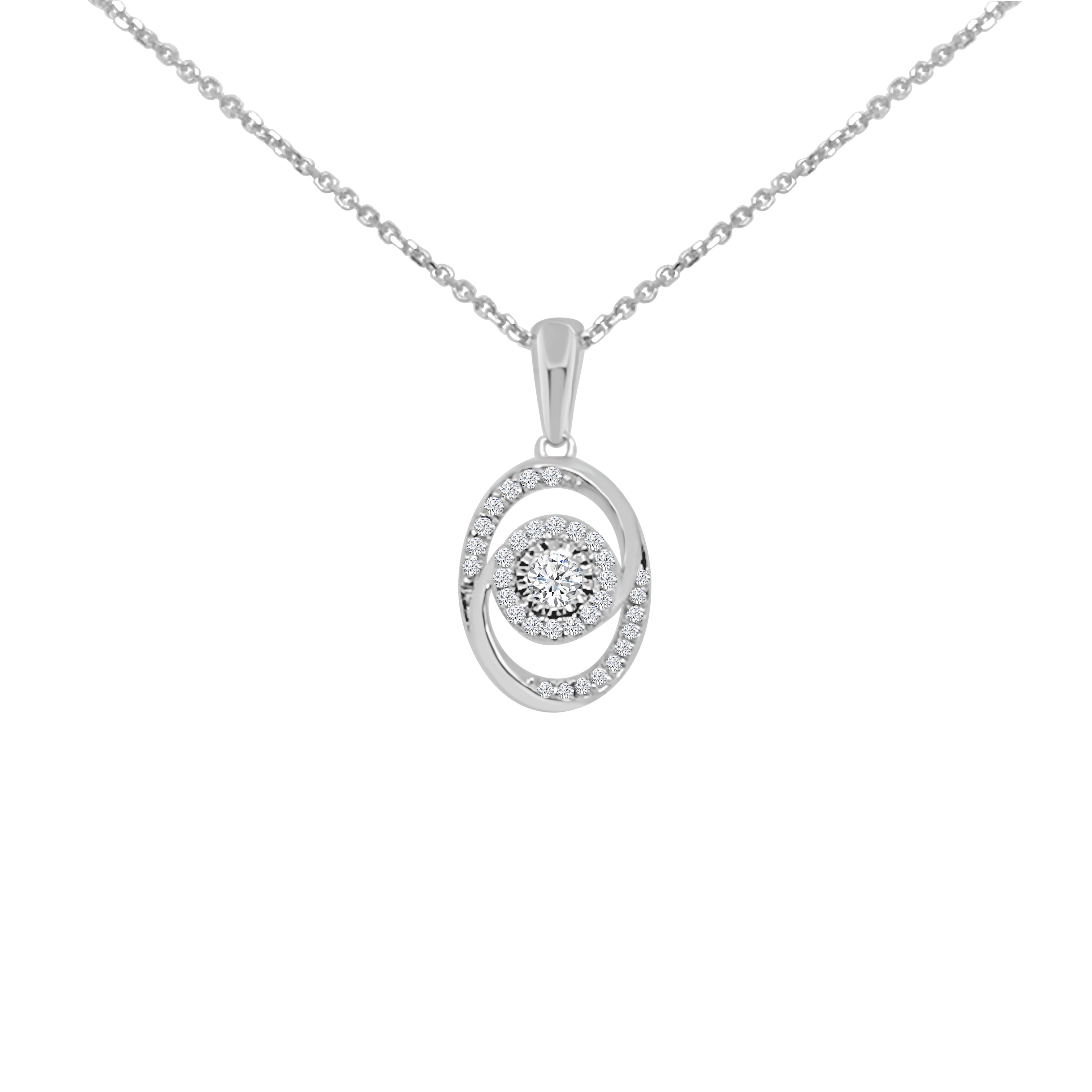 Sure, here is a product title for you: Intertwined Diamond Pendant Necklace in 10 Karat White Gold - 0.25 ct Natural Diamond