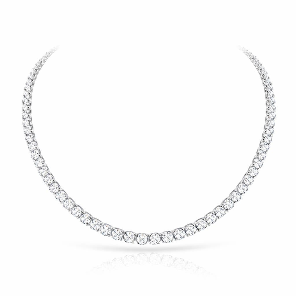 Half Tennis Necklace in Sterling Silver