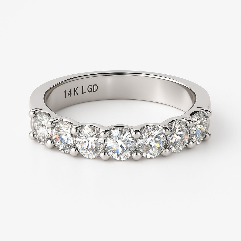 Christmas Sparkle: 14 Karat White Gold Wedding Band with 2.00 Lab Diamond