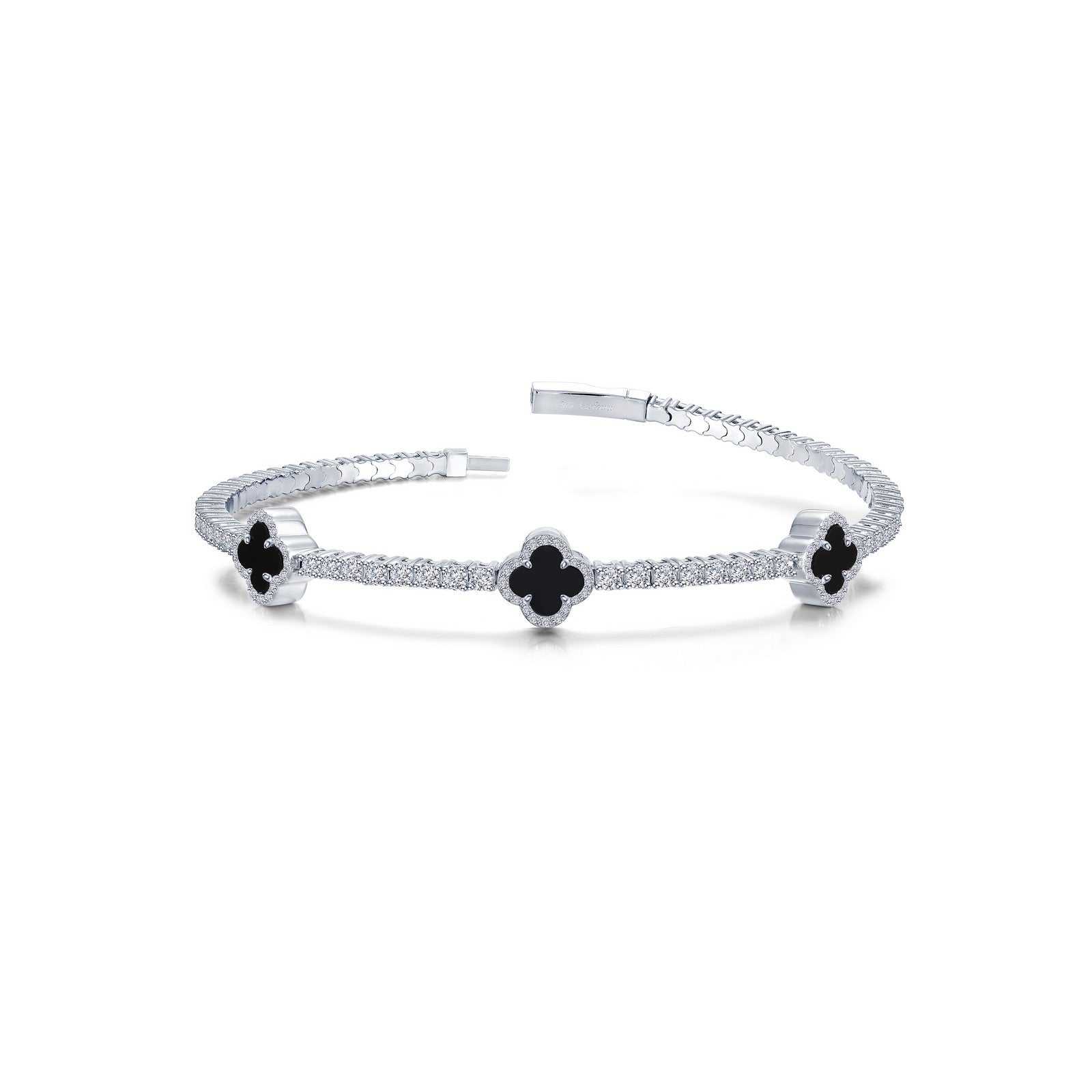 Sterling Silver Clover Bangle Bracelet with Lassaire 2.4