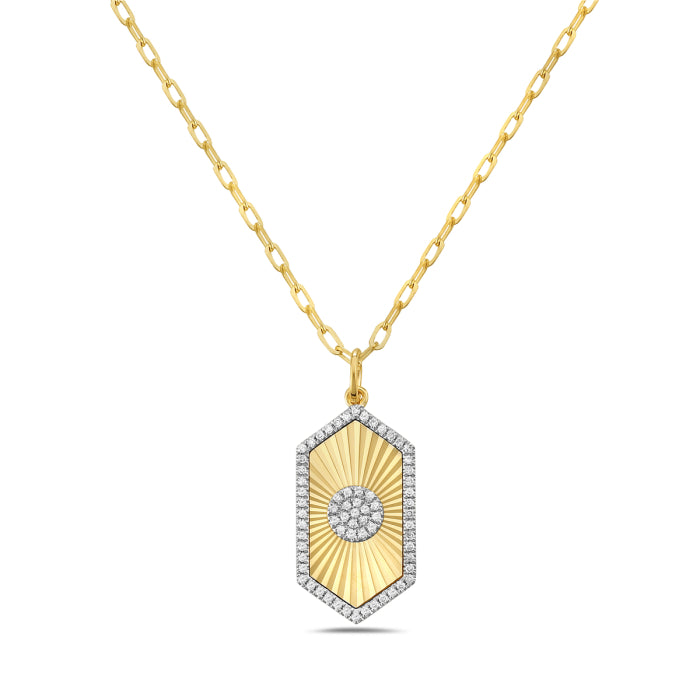 14 Karat Yellow Gold Diamond Necklace - 0.15 ct Natural Diamond
