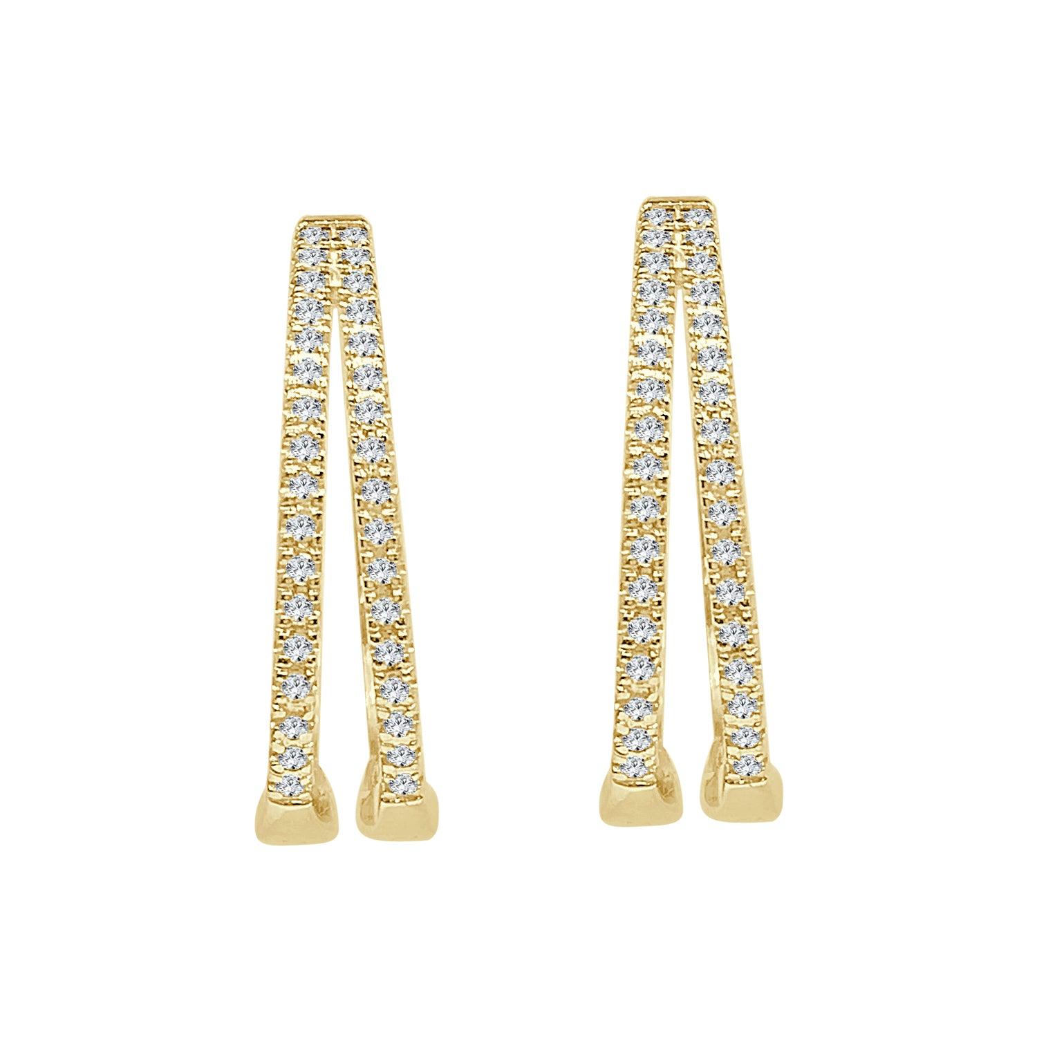 Double Row Natural Diamond Earrings in 10 Karat Yellow Gold - 0.25 Carat