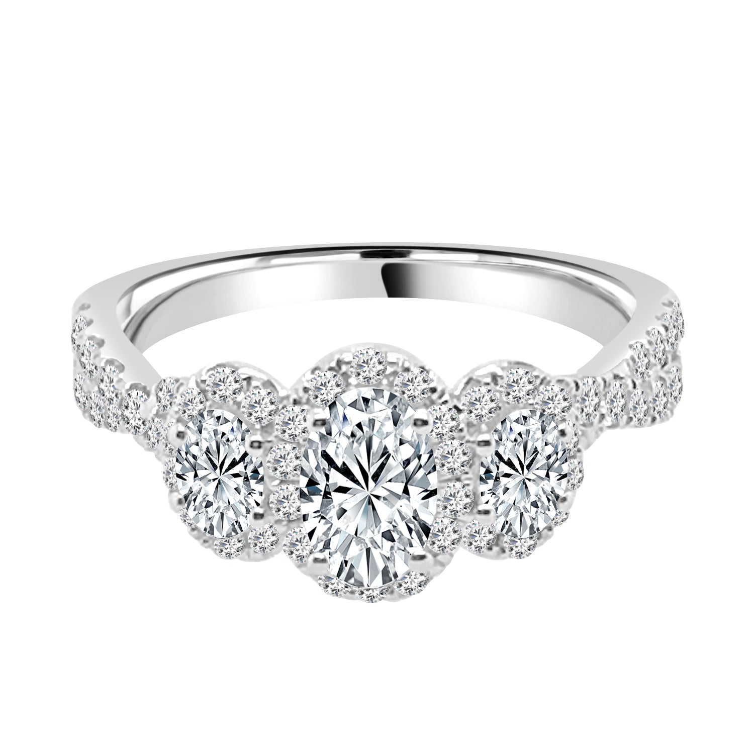 Twist 3 Stone Oval 0.50 ct Natural Diamond Engagement Ring in 14 Karat Two-Tone