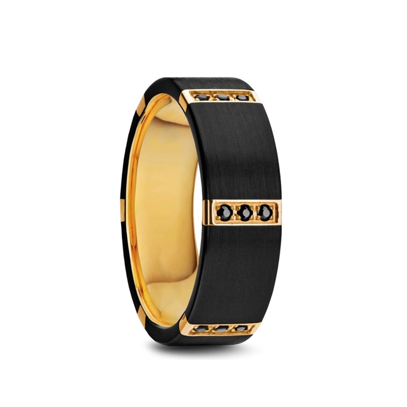 Titanium Black Diamond Wedding Band with Muramasa Blk W/ Gp Design