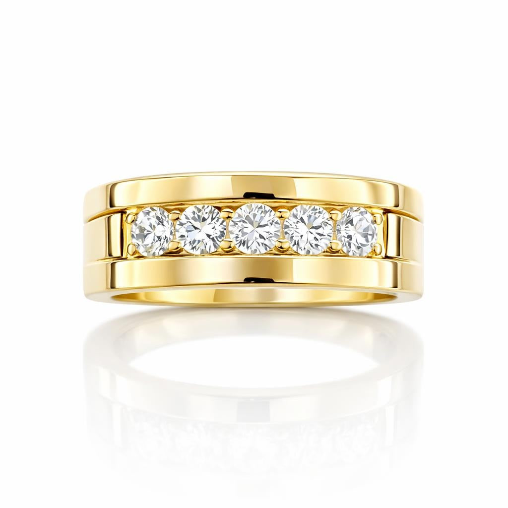 14 Karat Yellow Gold Channel Set Ring