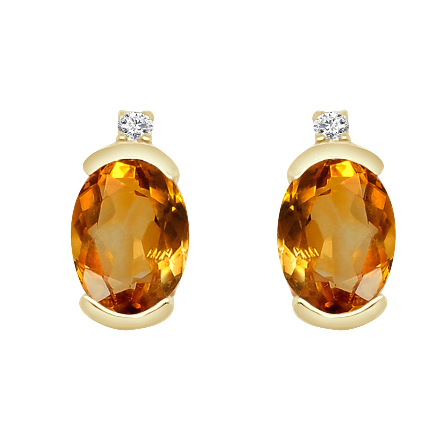 Citrine Oval Earrings in 14 Karat Yellow Gold
