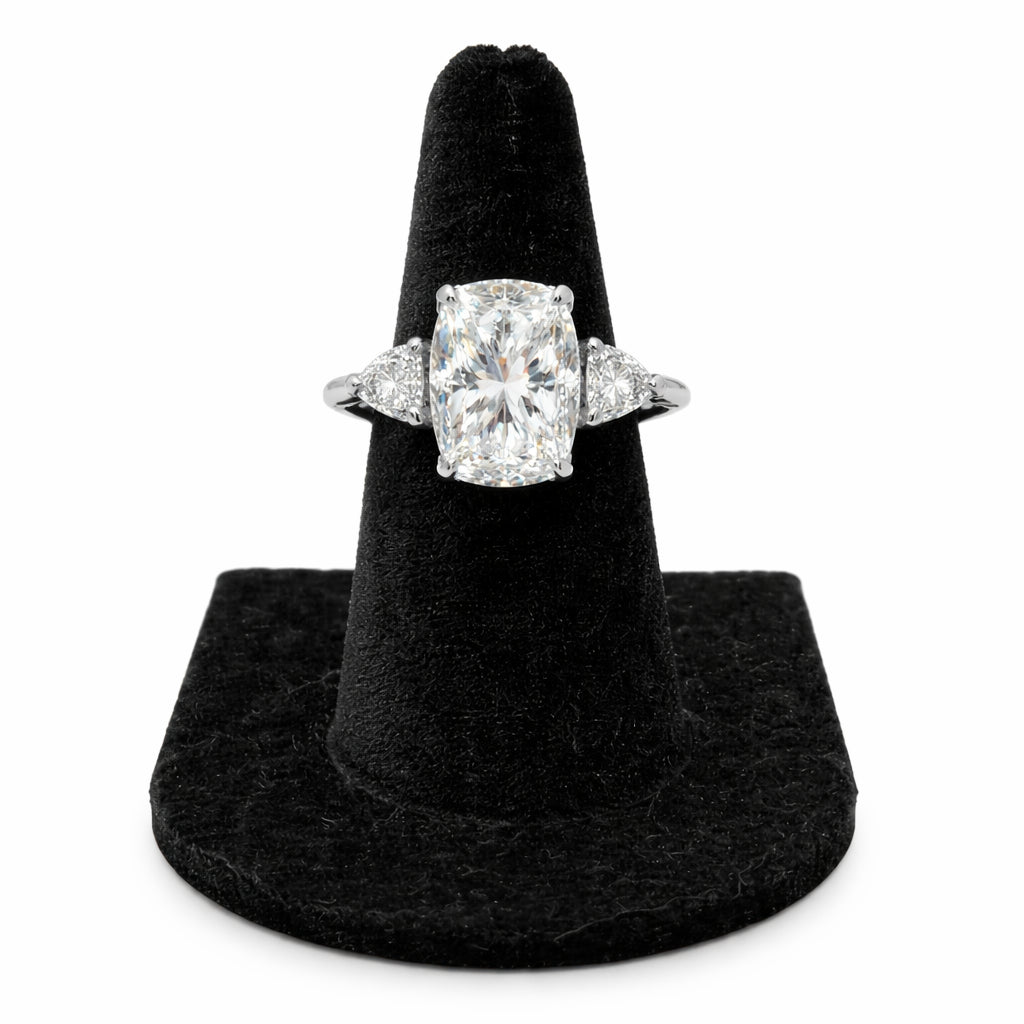14K White Gold Lab Diamond Cushion Cut Engagement Ring - Size 4