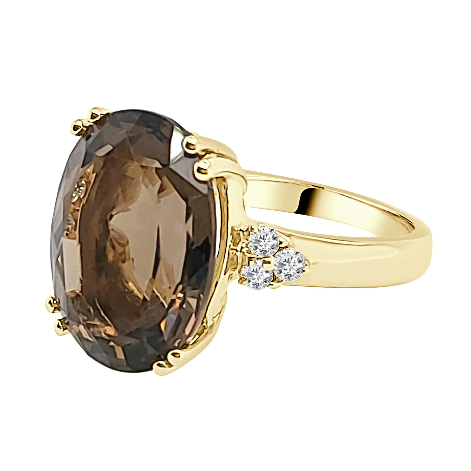 14 Karat Yellow Gold Oval Smokey Topaz Ring (12.00)