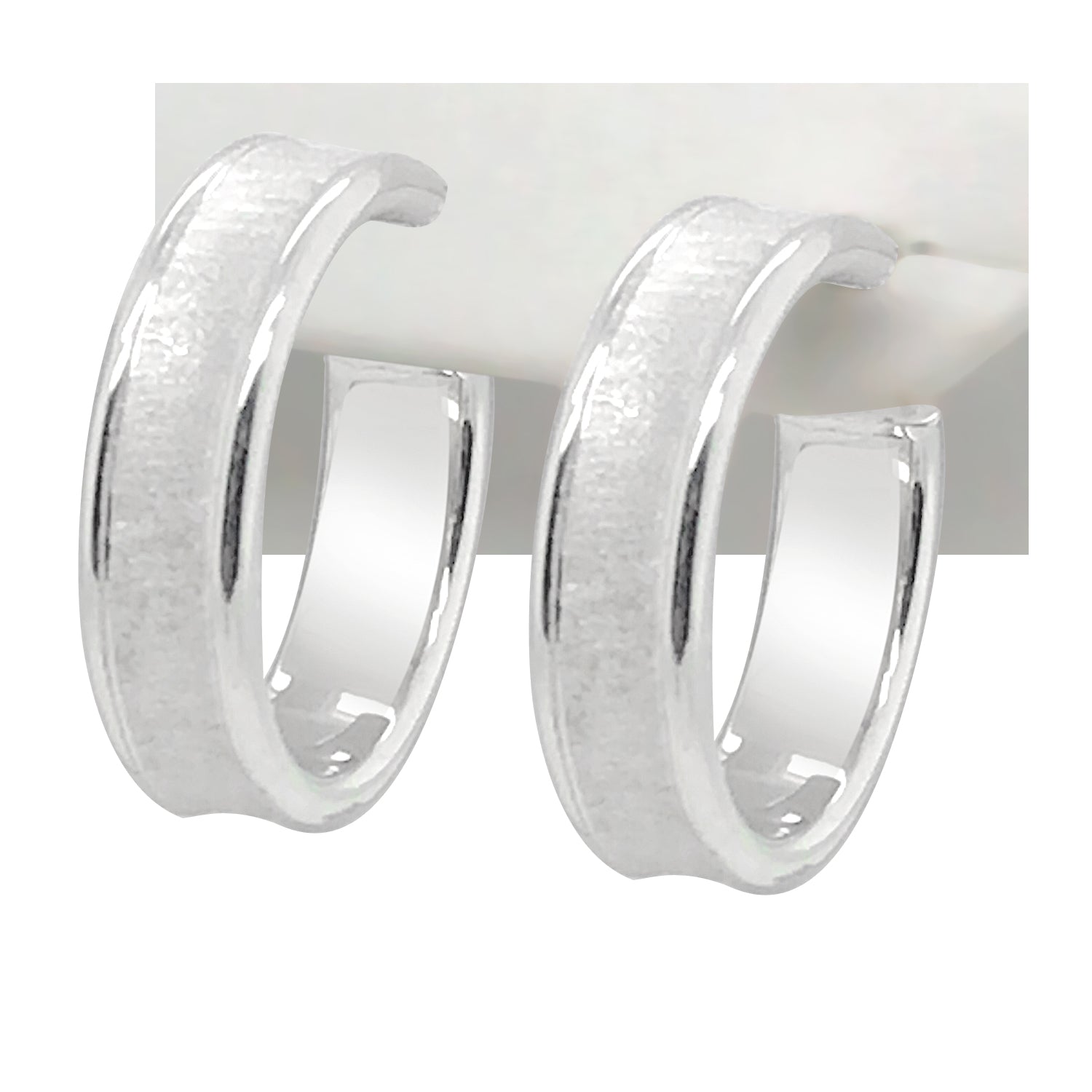 Hollow Brushed Finish 18 Karat White Gold Earrings