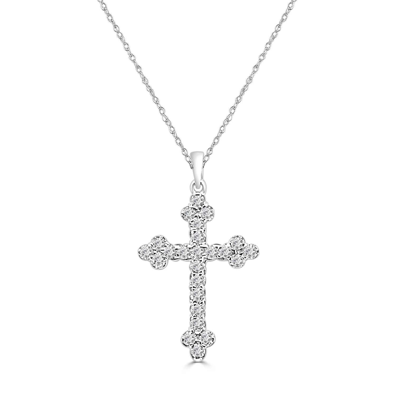 14 Karat White Gold Natural Diamond Necklace - 0.70 Carats