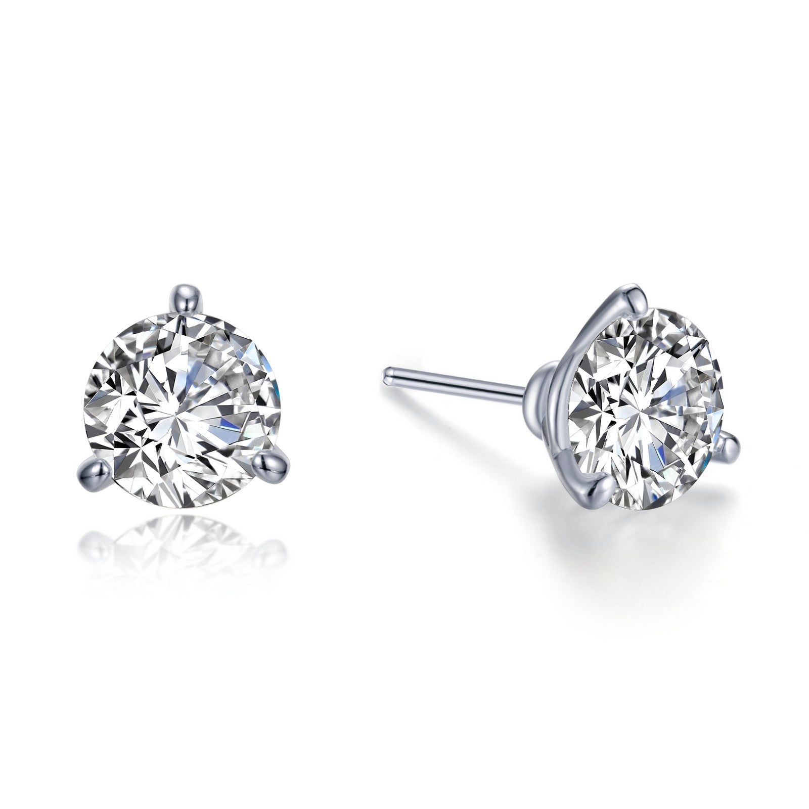 Martini Style Solitaire Studs in Sterling Silver with 4.00 Lassaire