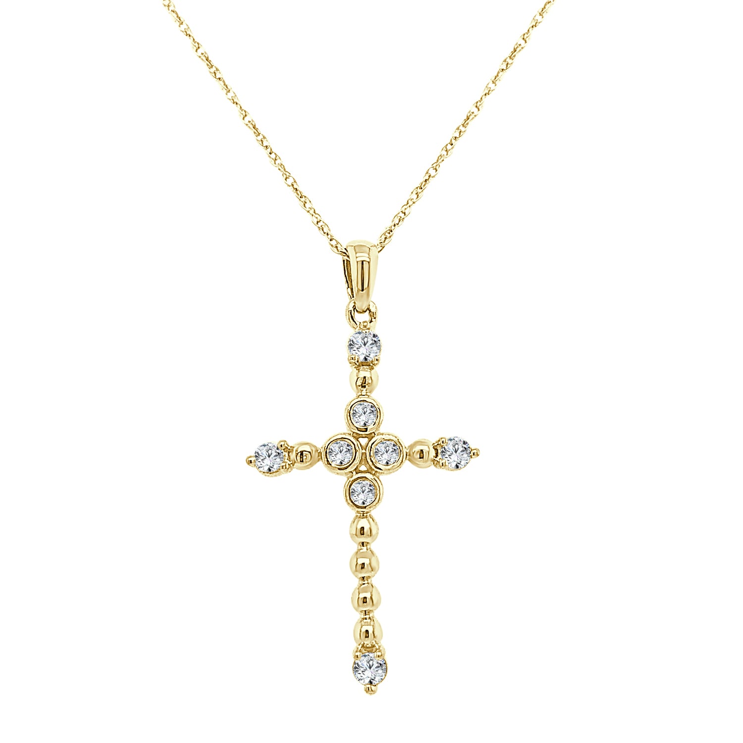 Elegant 10K Yellow Gold Necklace with 0.20 Carat Natural Diamond
