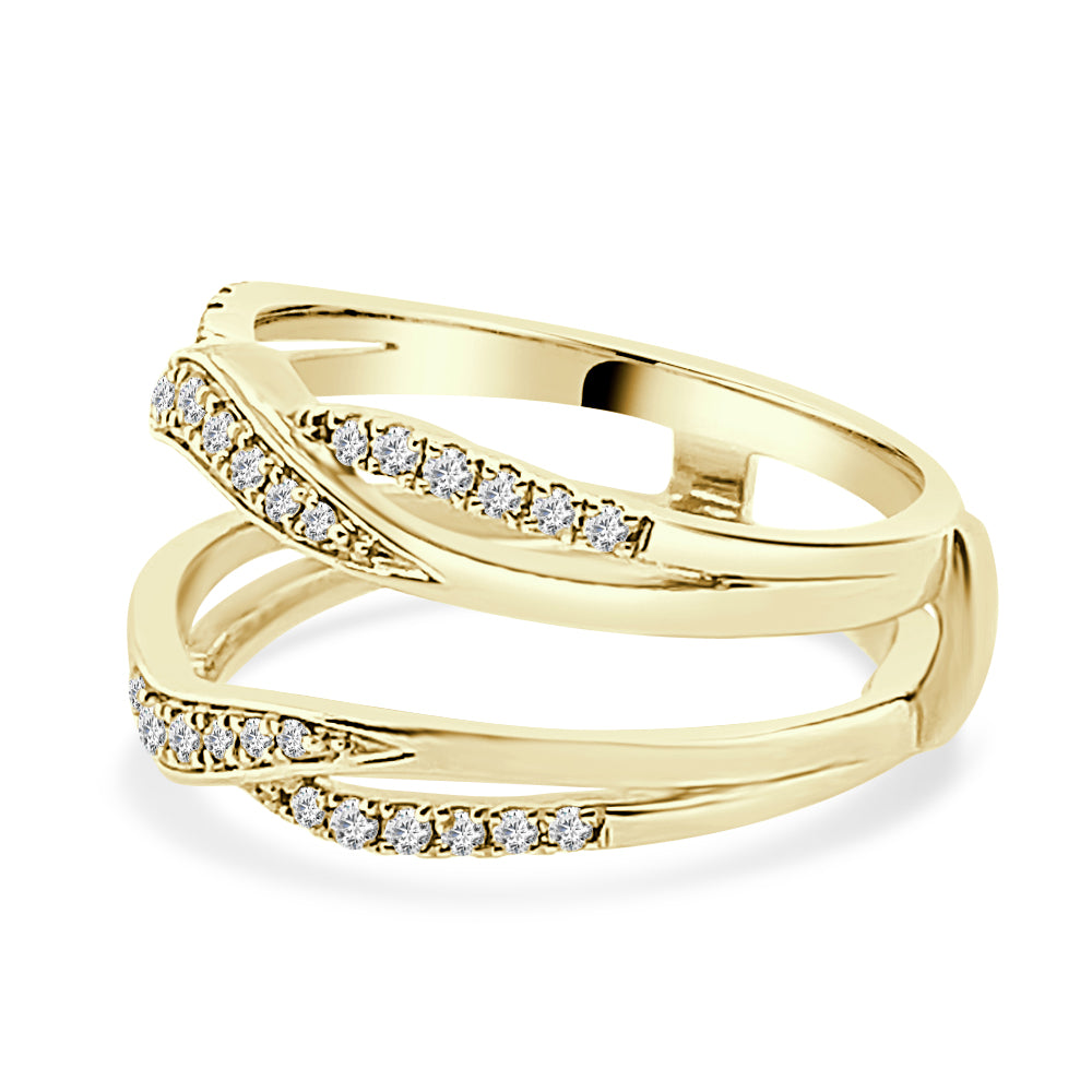 Bowed Twist Shank Wedding Band with Natural Diamond in 14K Yellow Gold - 0.33 ct Round Shape