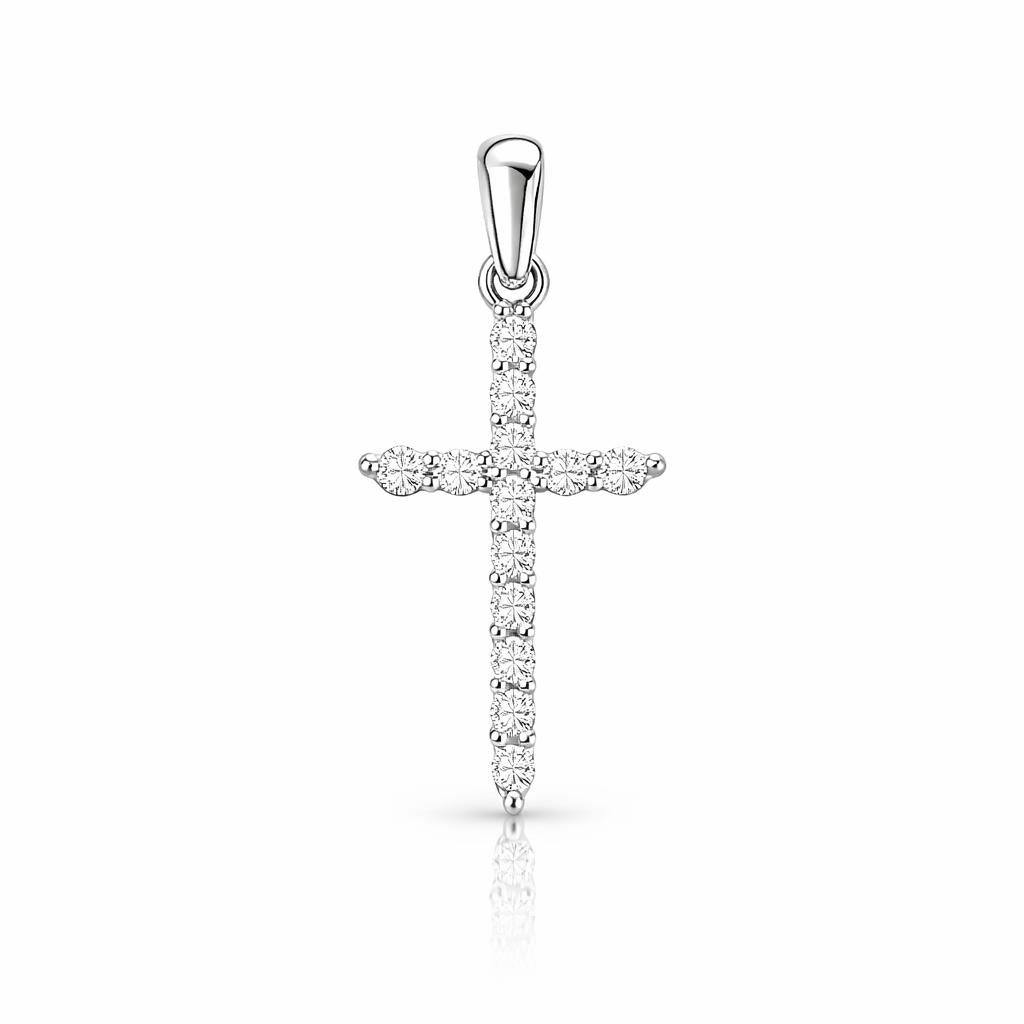 14 Karat White Gold Cross Pendant Necklace