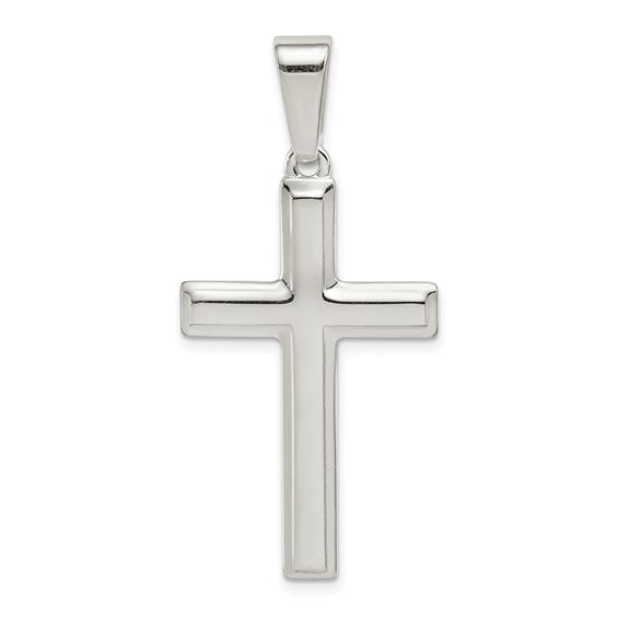 Sterling Silver Polished Cross Pendant Necklace