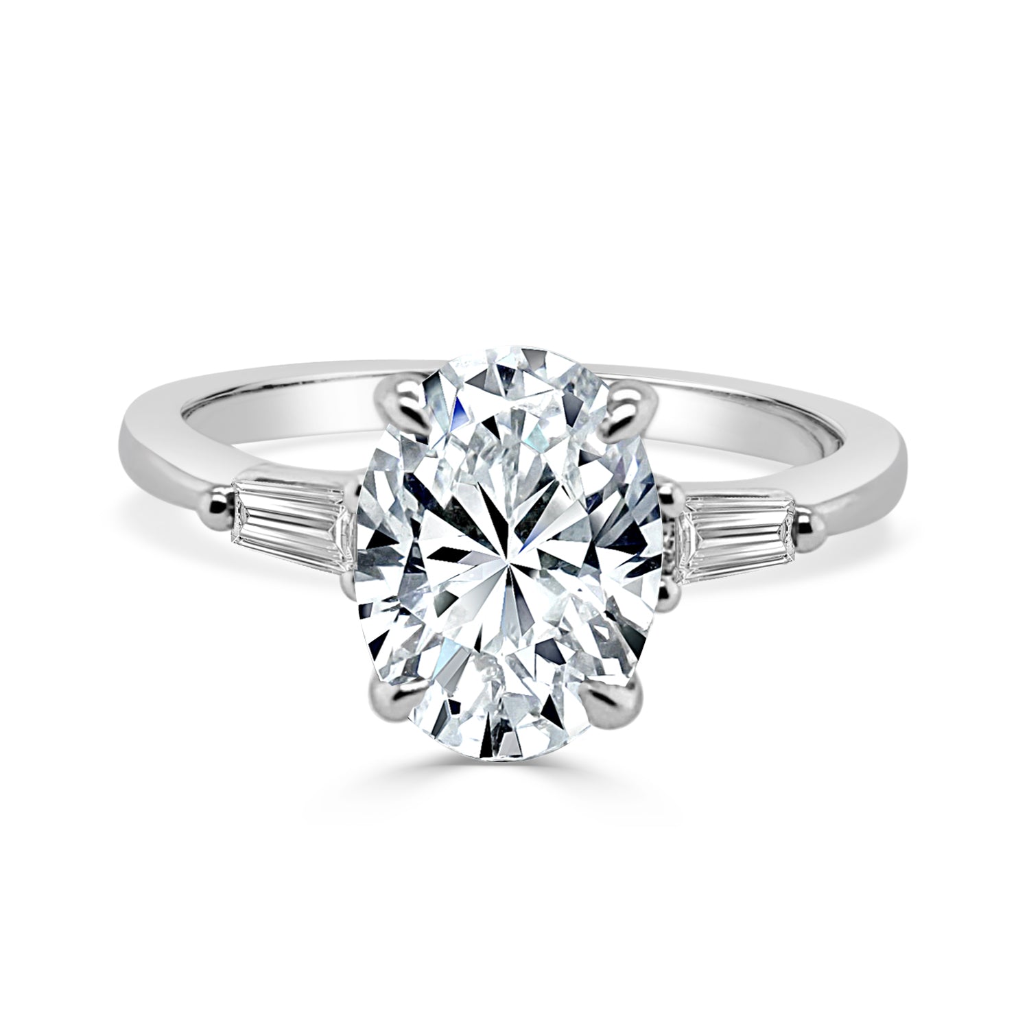 Oval Cut Lab Diamond Engagement Ring in 14 Karat White Gold - 1.76 Carats
