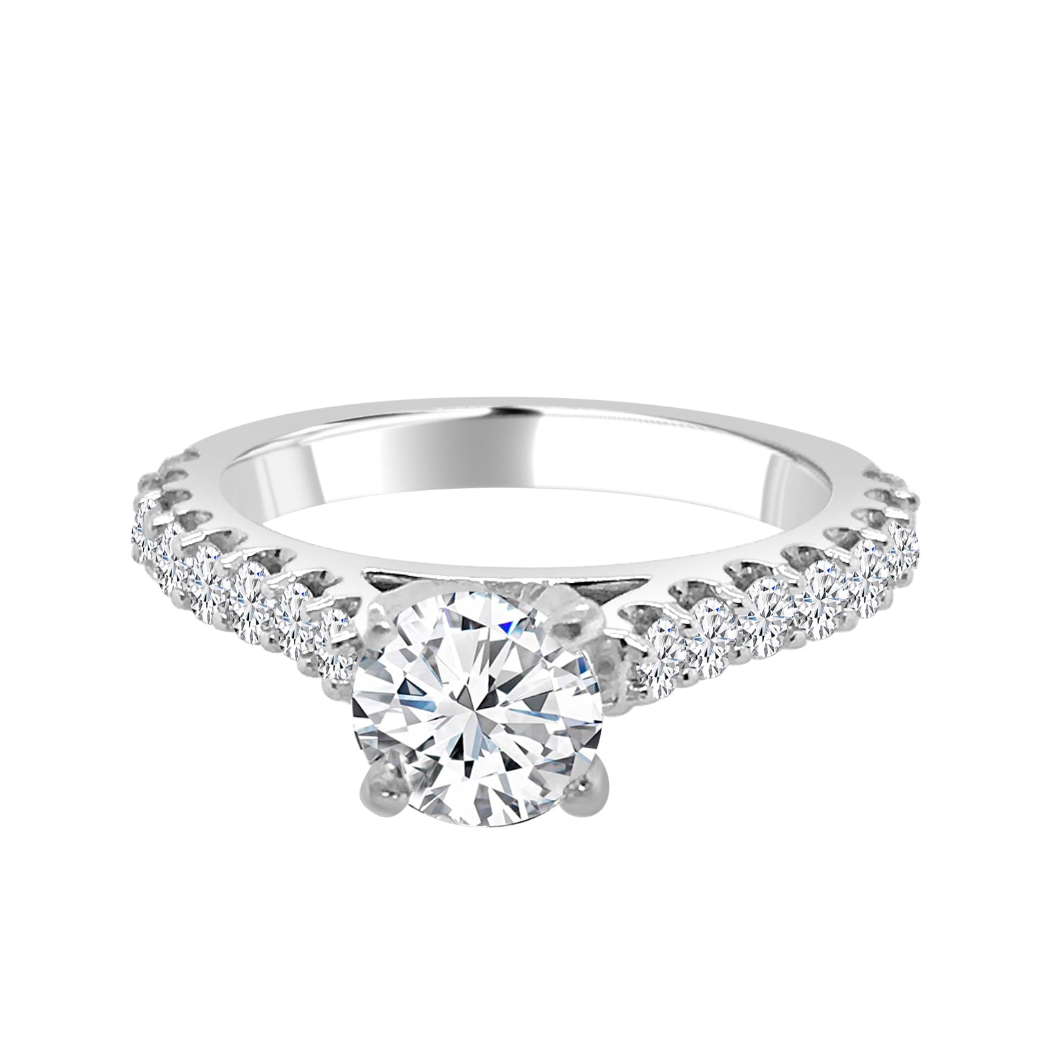 Raised 14 Karat White Gold Engagement Mounting