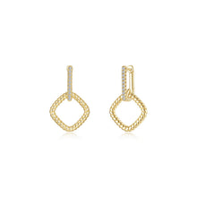 Celesta Cube Dangle Earrings in Gold Plated Sterling Silver with Lassaire 0.20