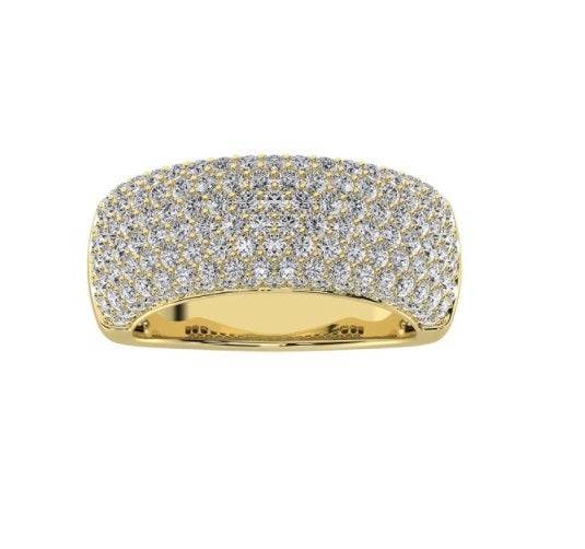 14K Yellow Gold Wide Pave Wedding Band with 2.07 ct Natural Diamond
