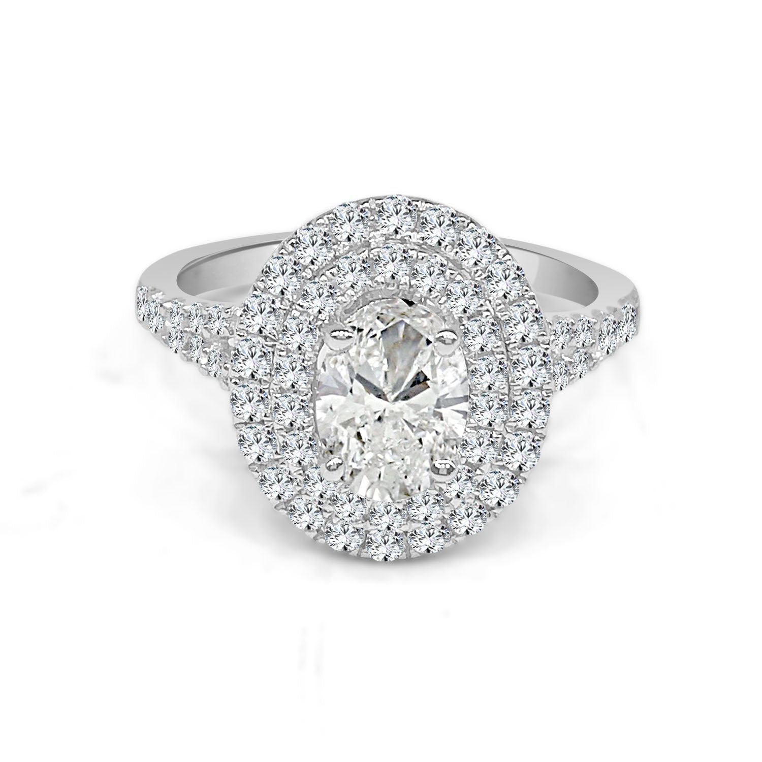 For Forever: Oval Double Diamond Engagement Ring in 14 Karat White Gold