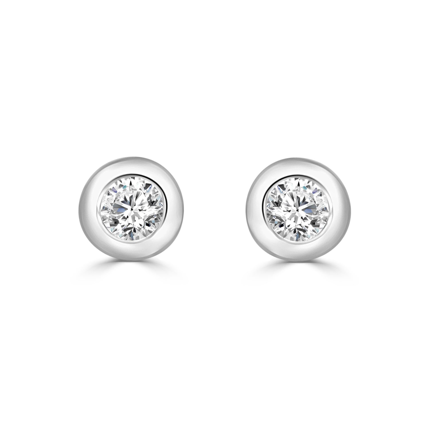 14K White Gold Diamond Bezel Set Earrings with Natural 0.20 ct Diamond