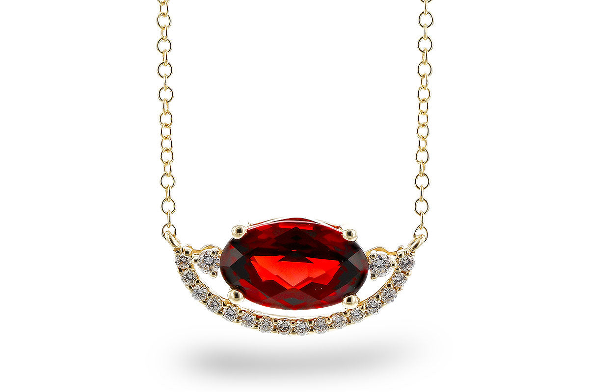 14 Karat Yellow Gold Necklace with Red Gemstone