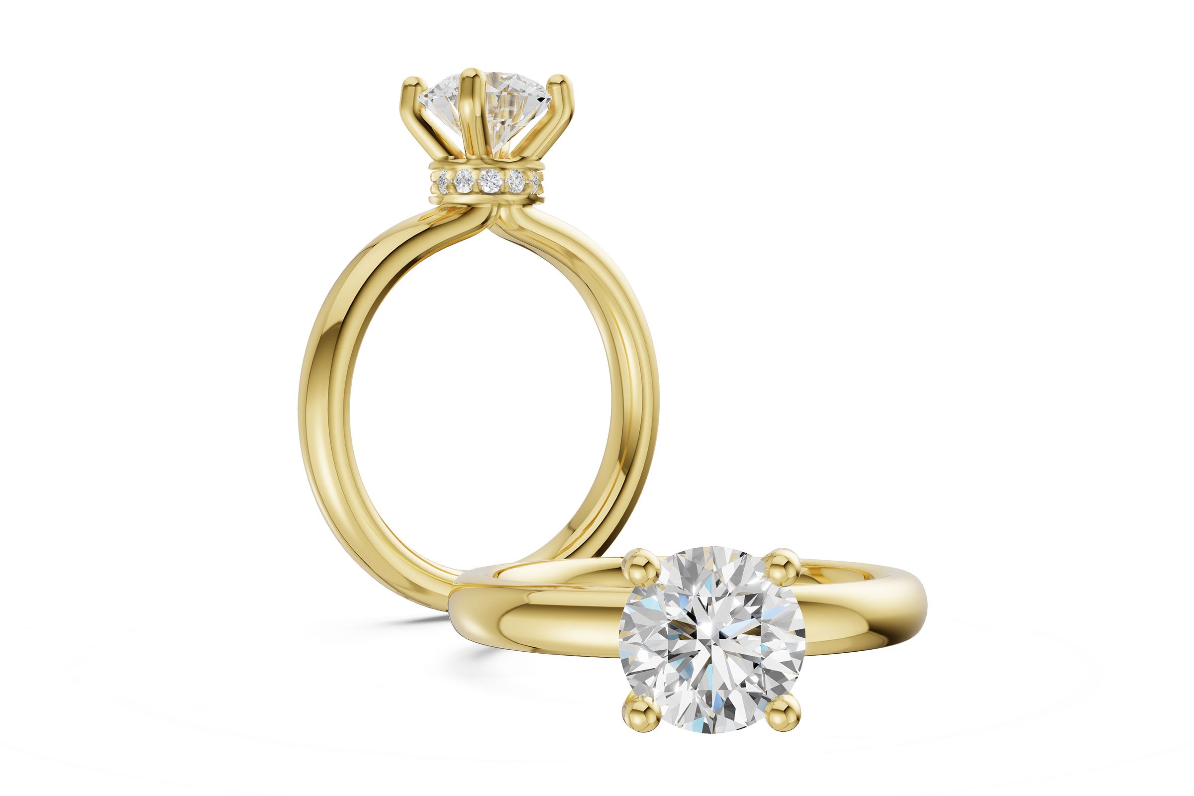 14 Karat Yellow Gold Natural Diamond Engagement Mounting - 0.09 CT