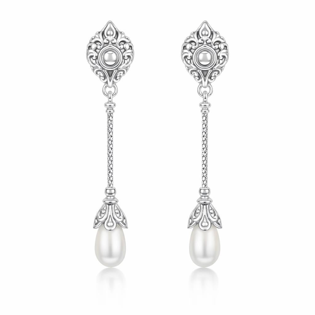 Elegant Sterling Silver Earrings with Pearls