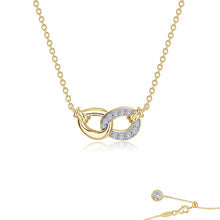 Golden Unity: Interlocking Circles Necklace in Gold Plated Sterling Silver with Lassaire 0.42 carats