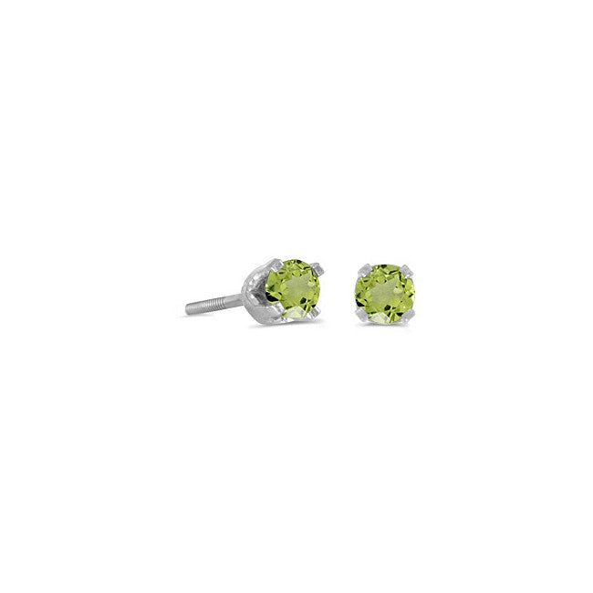 August Peridot Solitaire Studs in 14 Karat White Gold