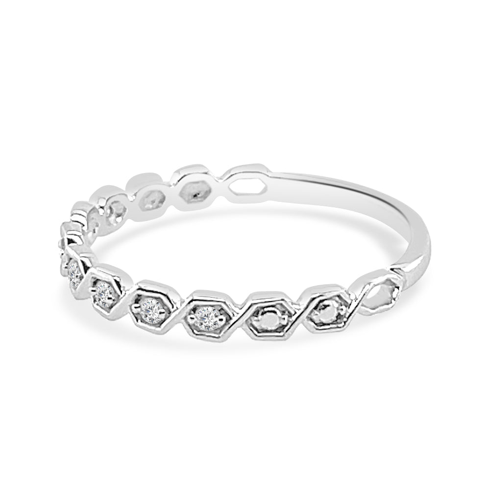 Sure, how about: 10K White Gold Natural Diamond Wedding Band - 0.08 carats