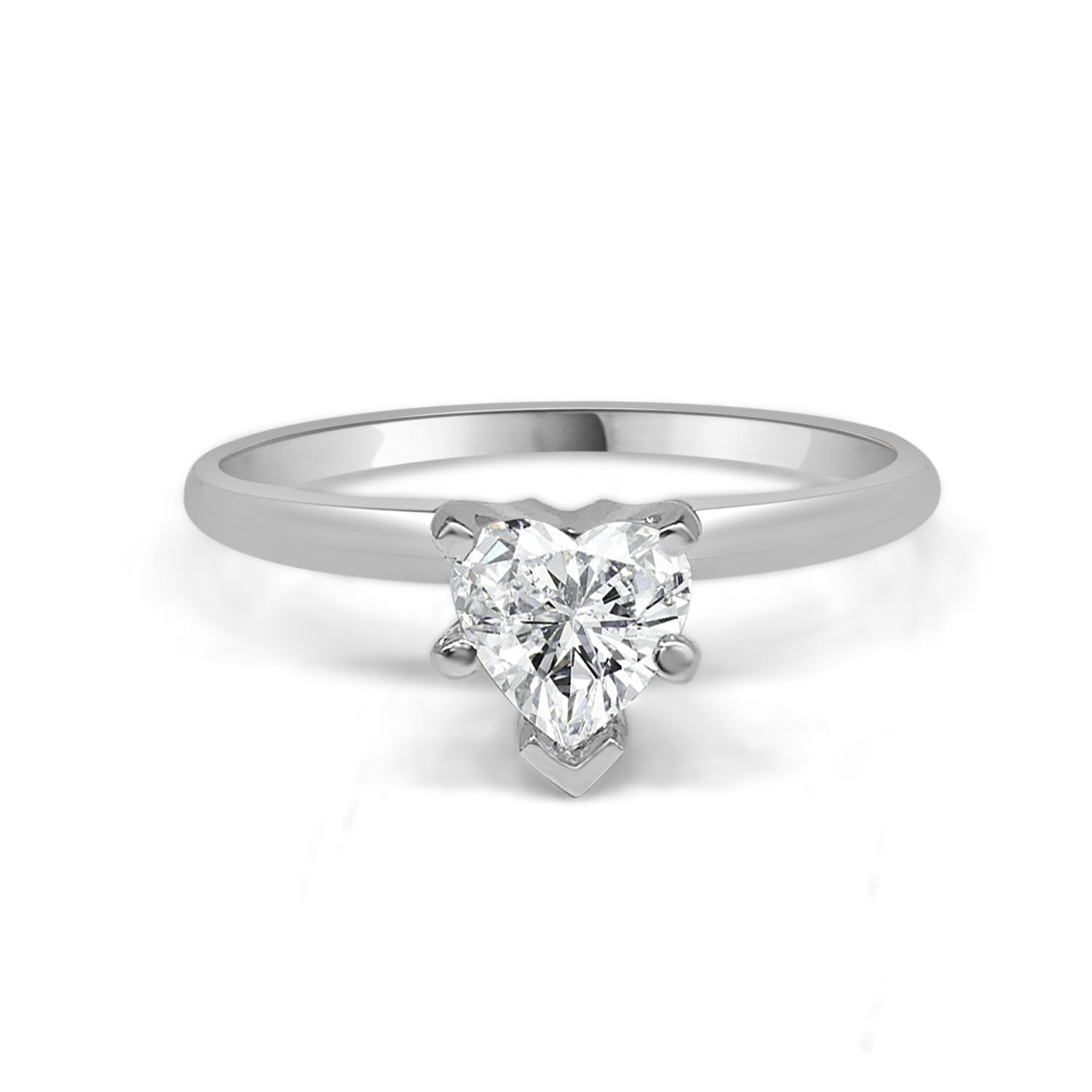 14K White Gold Heart Shape Natural Diamond 0.50 ct Engagement Ring