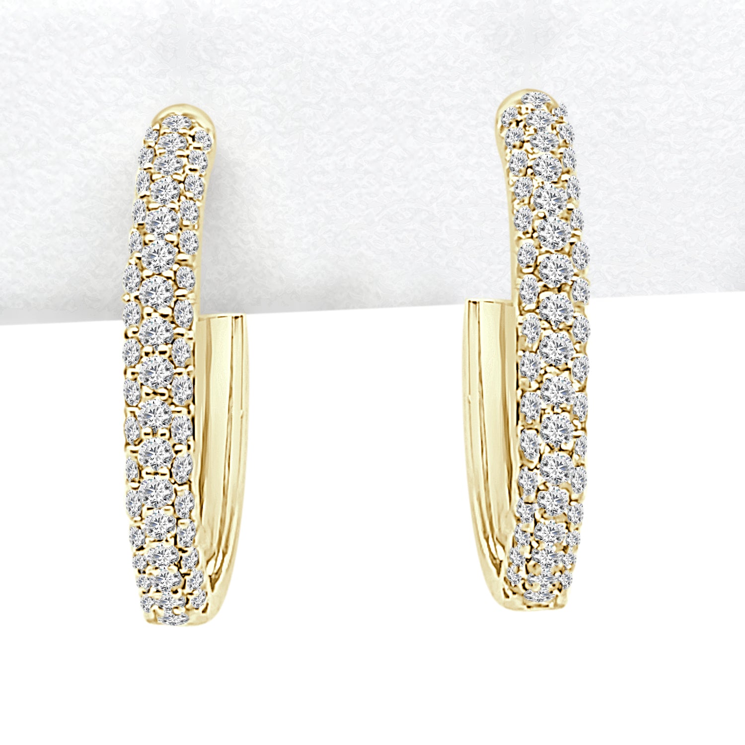 14K Yellow Gold Medium Pave Natural Diamond Earrings - 1.03 ct