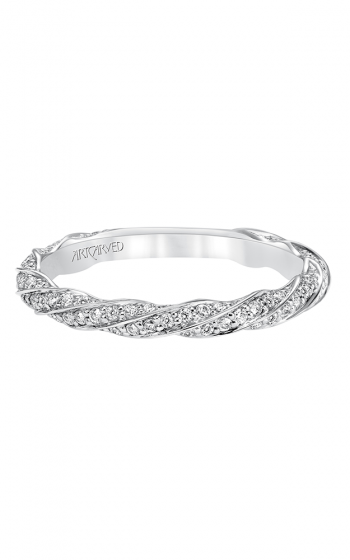 Twisted 14 Karat White Gold Wedding Band with Natural 0.41 Diamond