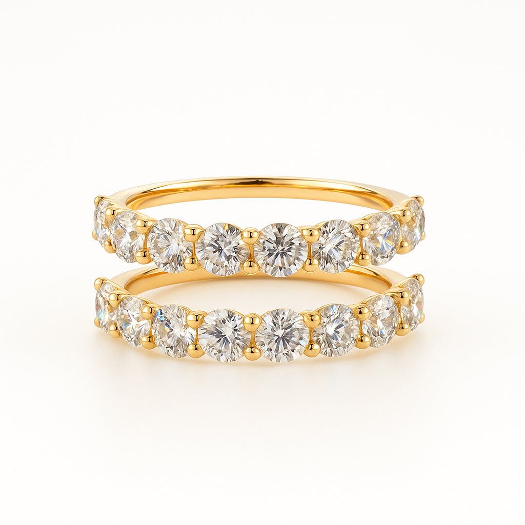 Christmas Bubble Wedding Band in 14 Karat Yellow Gold with Lab Diamond, Round Shape 1.62 ct