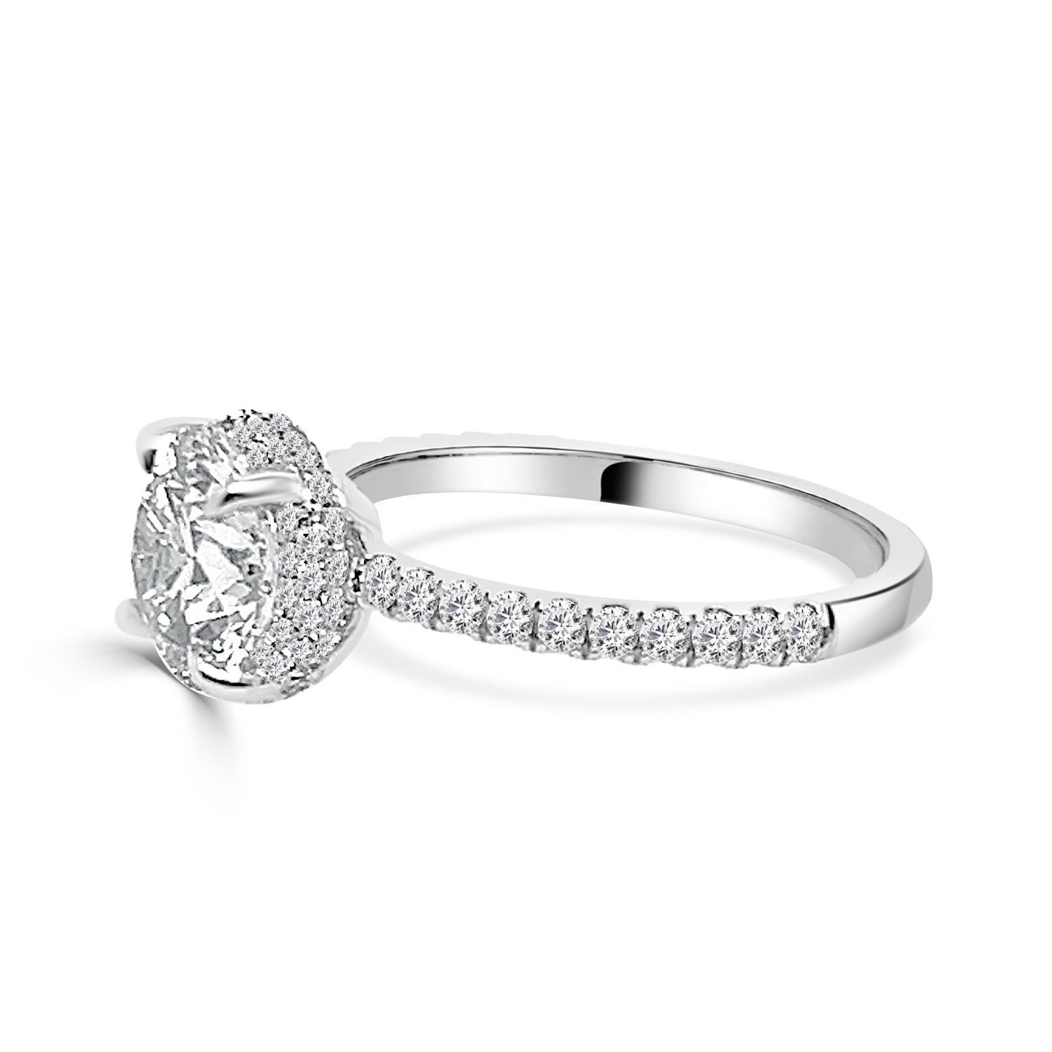 14K White Gold Lab Diamond Round Shape Engagement Ring - 2.00 Carats