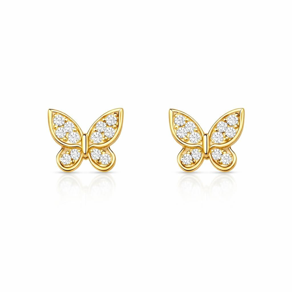 10 Karat Yellow Gold Butterfly Stud Earrings