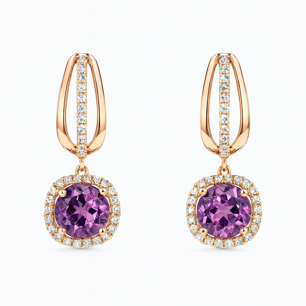 14 Karat Yellow Gold Halo Earrings