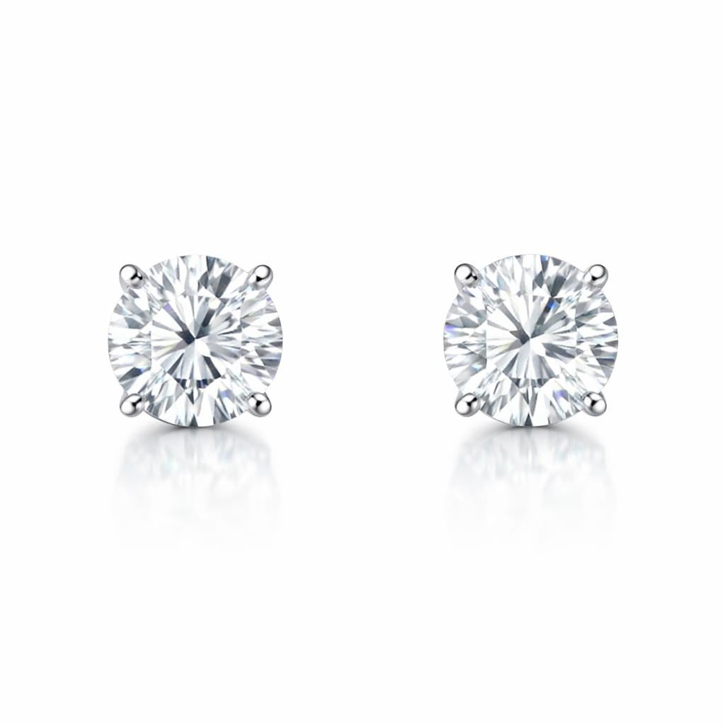 14 Karat White Gold Solitaire Studs