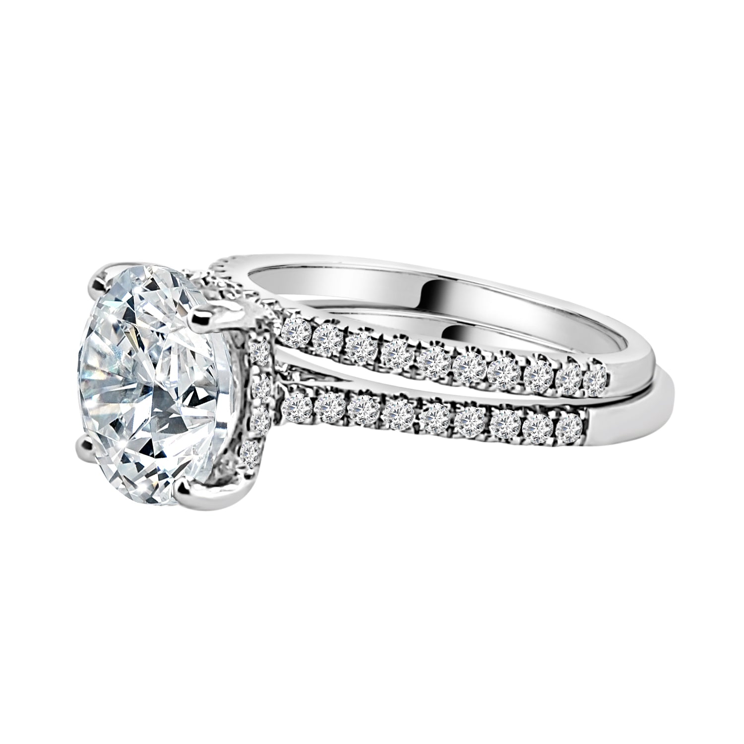 14K White Gold Lab Diamond Round Shape Engagement Ring - 4.01 Carat