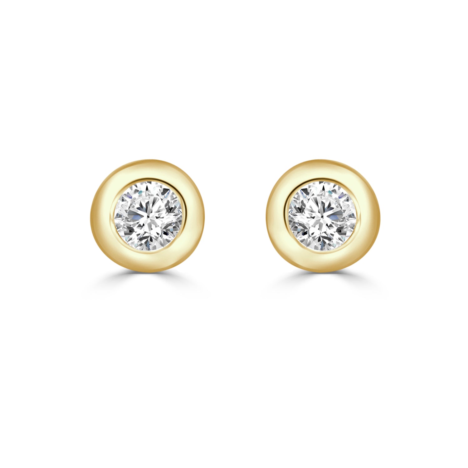 14K Yellow Gold Natural Diamond Bezel Set Earrings, 0.20ct