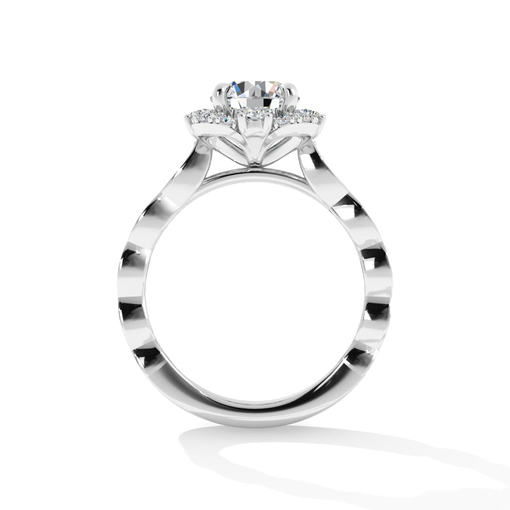 Platinum Unique Halo Engagement Mounting with Scalloped Band