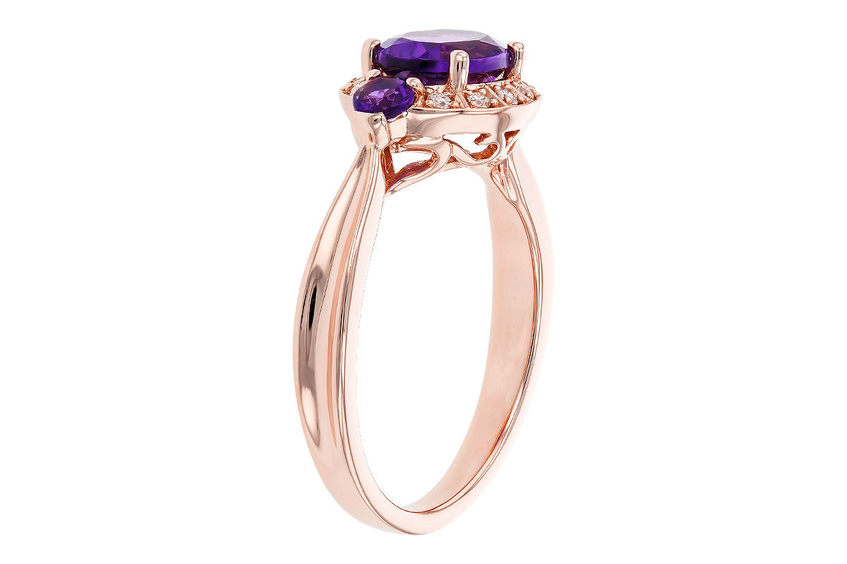14 Karat Rose Gold Amethyst Ring - 1.32 Carat
