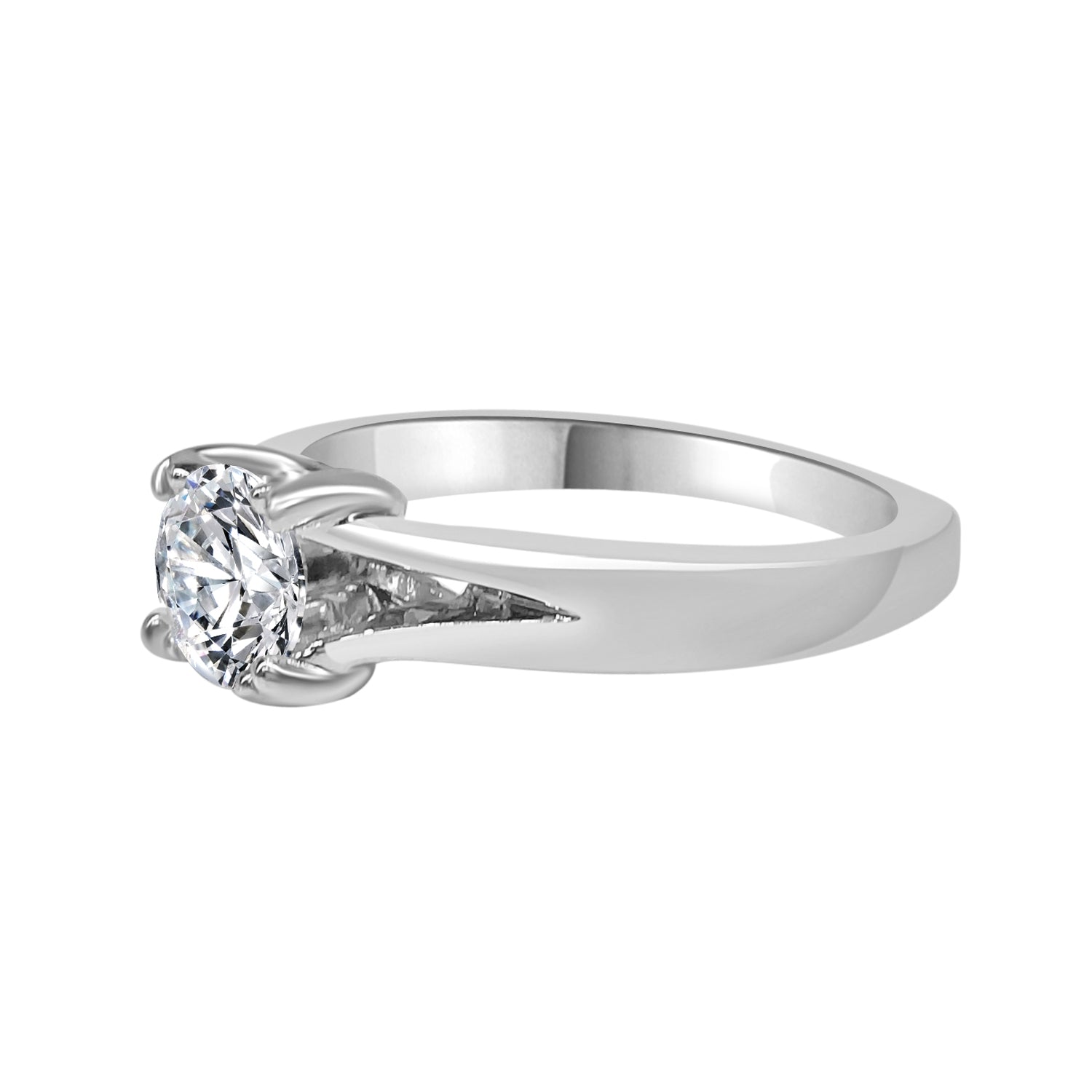 Diana Hof 18 Karat White Gold Engagement Ring with 0.81ct Round Natural Diamond