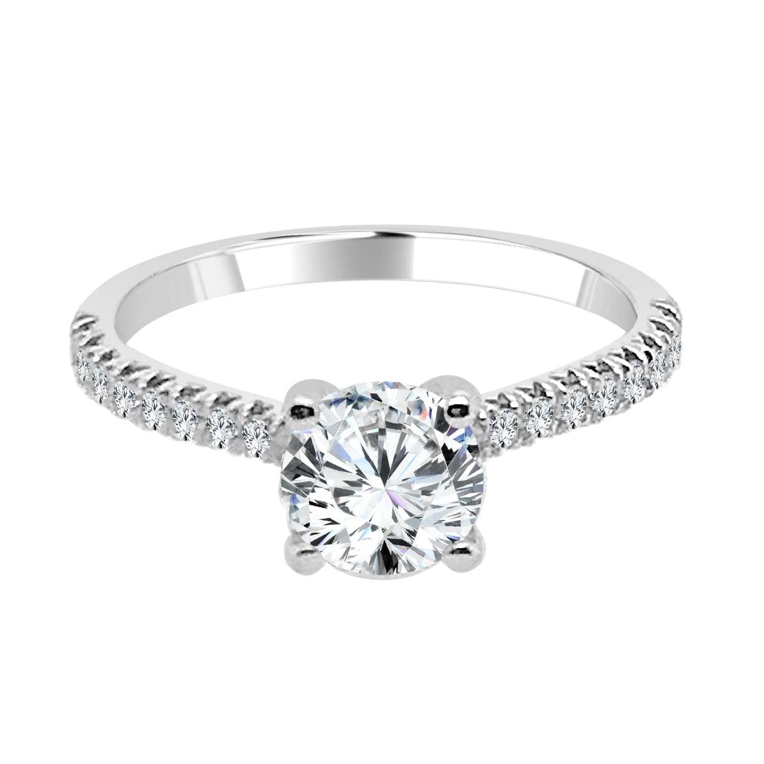 Sure, here is a product title for you: 14 Karat White Gold 1.04 Carat Round Natural Diamond Engagement Ring