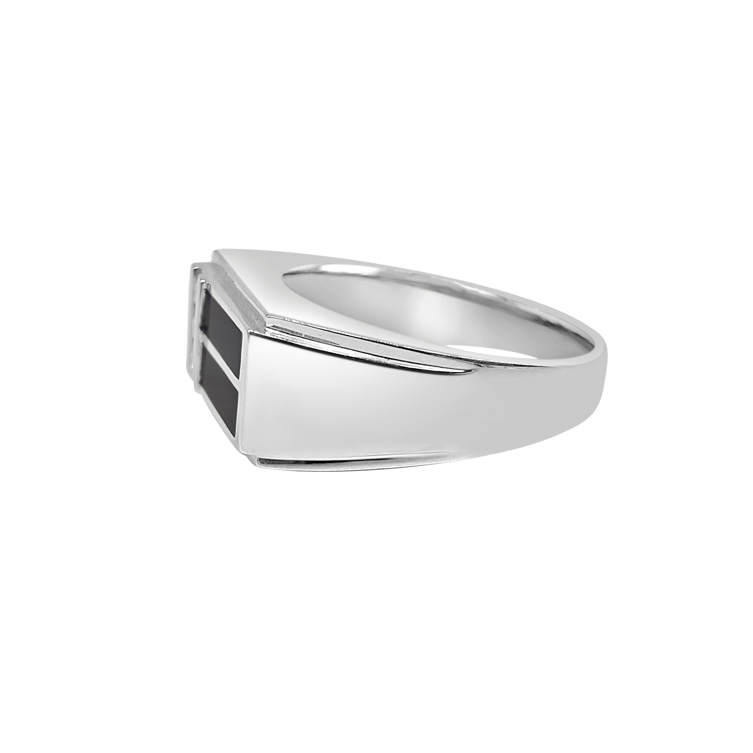 Enamel Rectangular Top Diamond Ring in 14K White Gold - 0.12 Carat