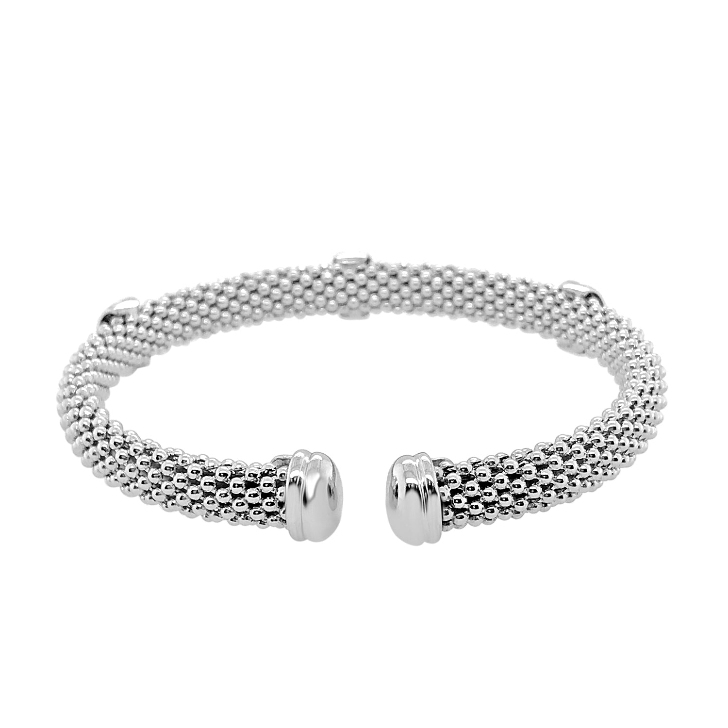 Sterling Silver Popcorn Cuff Bangle Bracelet