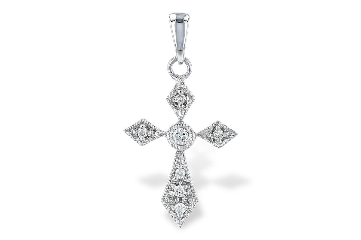 Vintage Style 14K White Gold Necklace with Natural Diamond 0.06 ctw