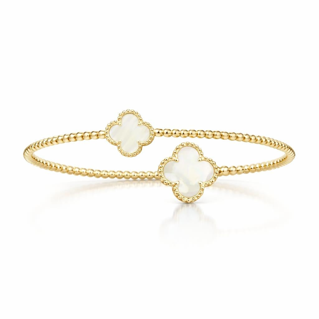 14 Karat Yellow Gold Bangle with Opal Accents
